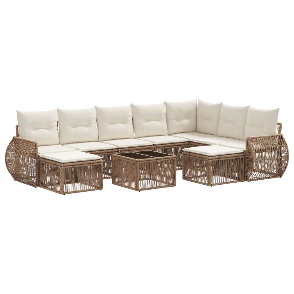 vidaXL Trädgårdsoffset 10 pcs Beige konstrotting