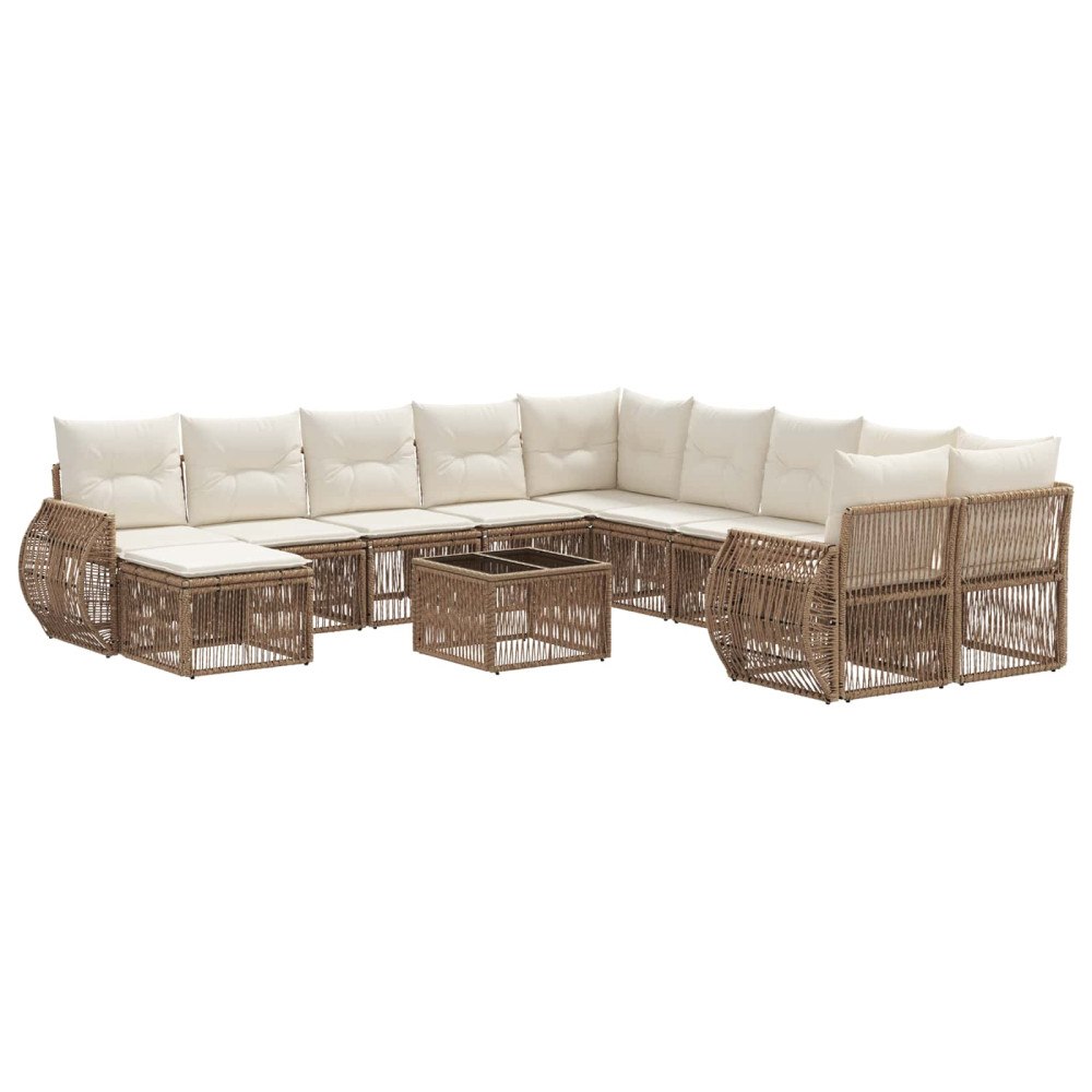 vidaXL Trädgårdsoffset 12 pcs Beige konstrotting