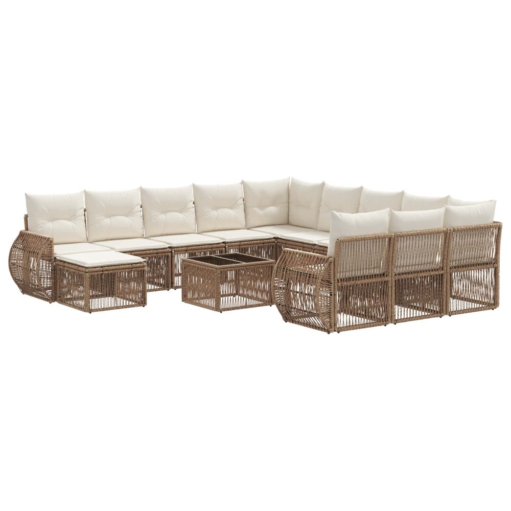 vidaXL Trädgårdsoffset 13 pcs Beige konstrotting