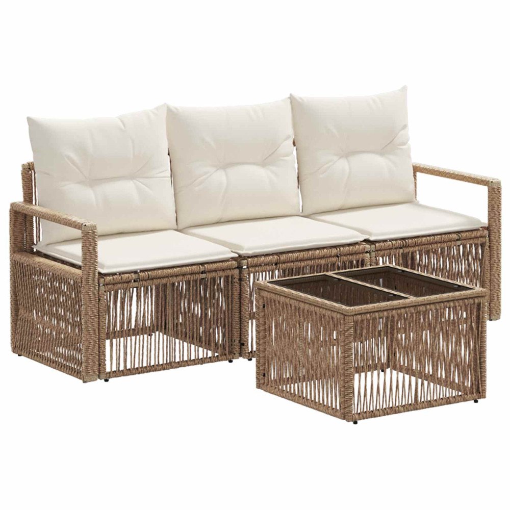 vidaXL Trädgårdsoffset 4 pcs Beige konstrotting