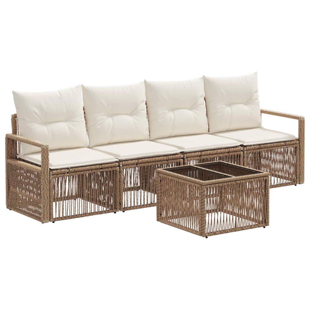 vidaXL Trädgårdsoffset 5 pcs Beige konstrotting
