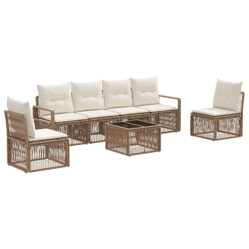 vidaXL Trädgårdsoffset 7 pcs Beige konstrotting