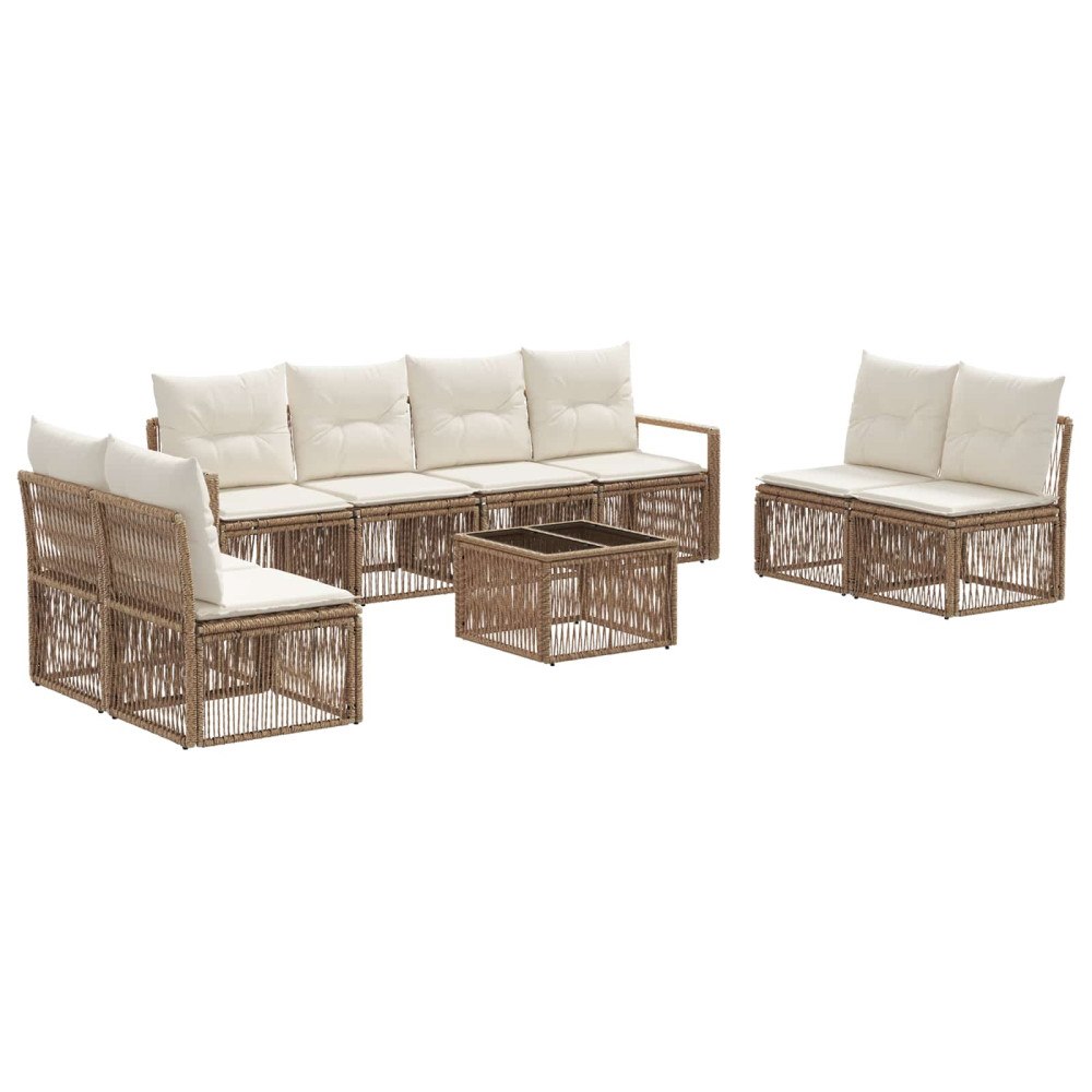vidaXL Trädgårdsoffset 9 pcs Beige konstrotting
