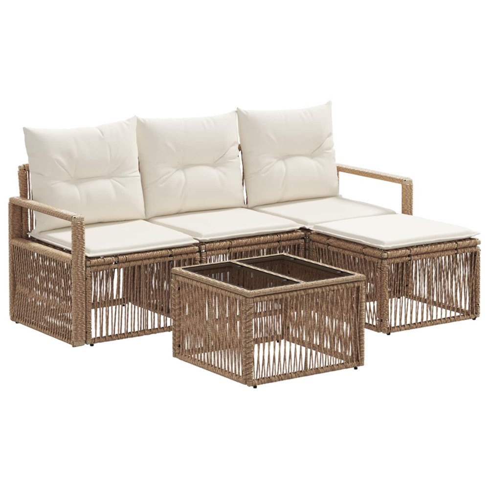 vidaXL Trädgårdsoffset 5 pcs Beige konstrotting