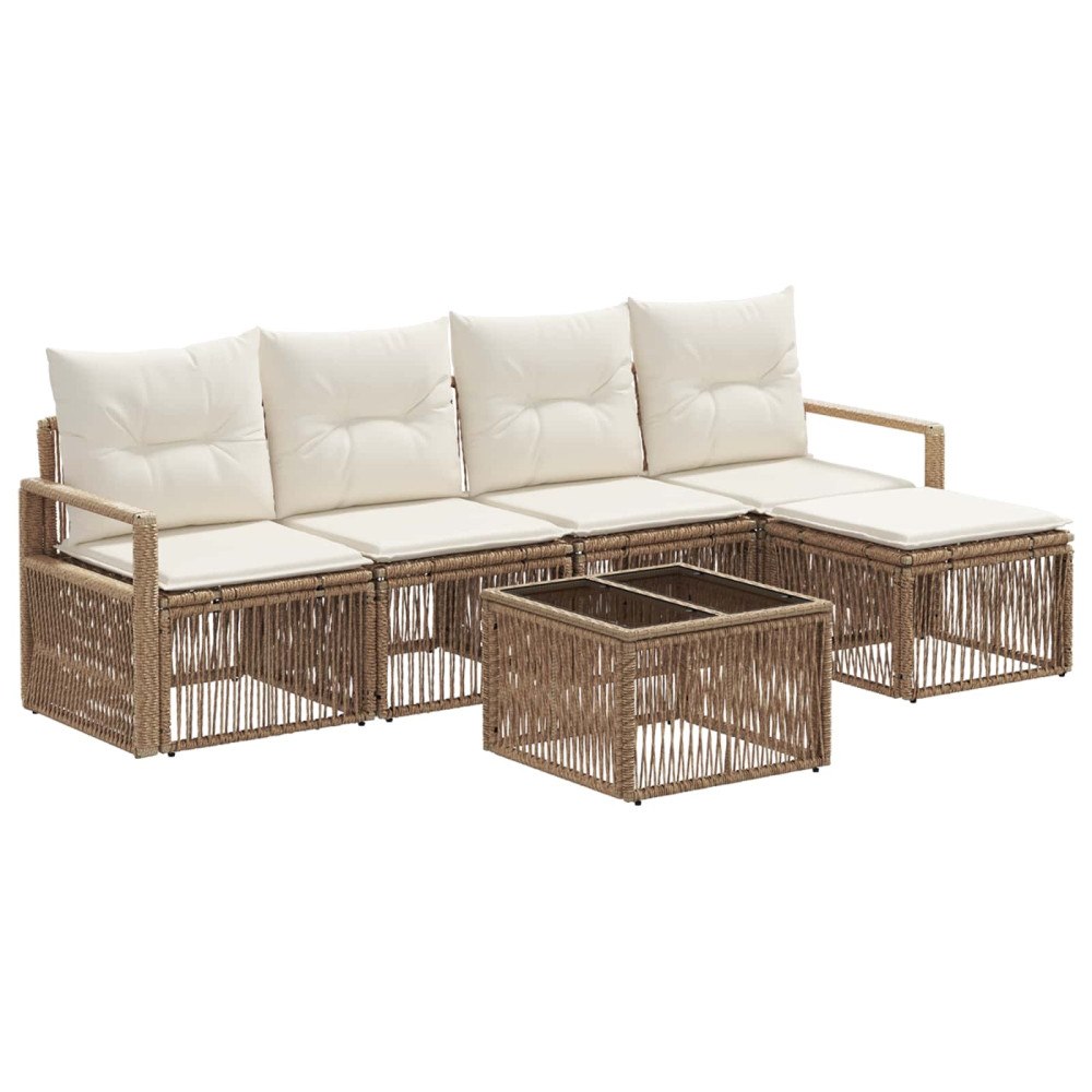 vidaXL Trädgårdsoffset 6 pcs Beige konstrotting