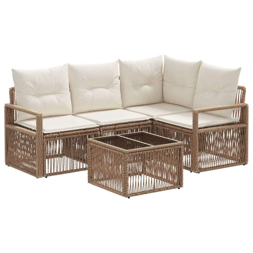 vidaXL Trädgårdsoffset 5 pcs Beige konstrotting