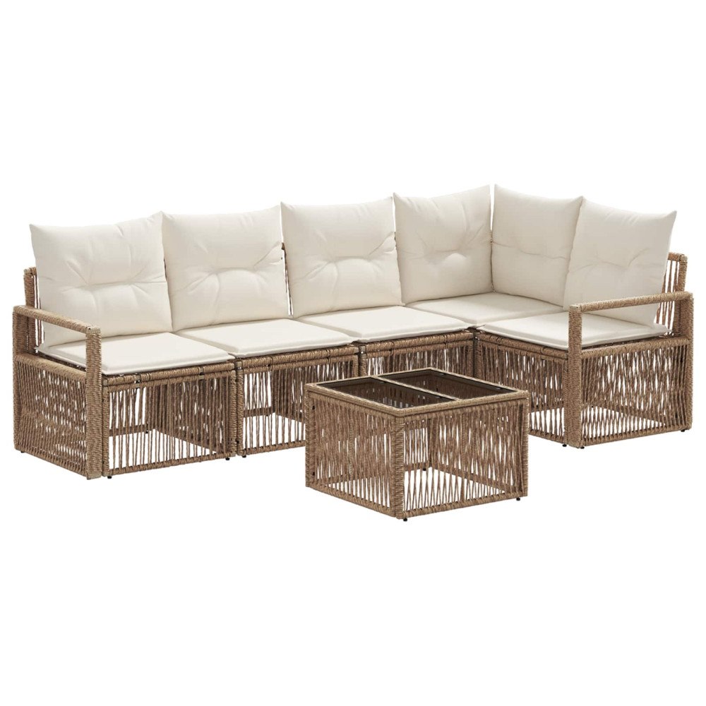 vidaXL Trädgårdsoffset 6 pcs Beige konstrotting