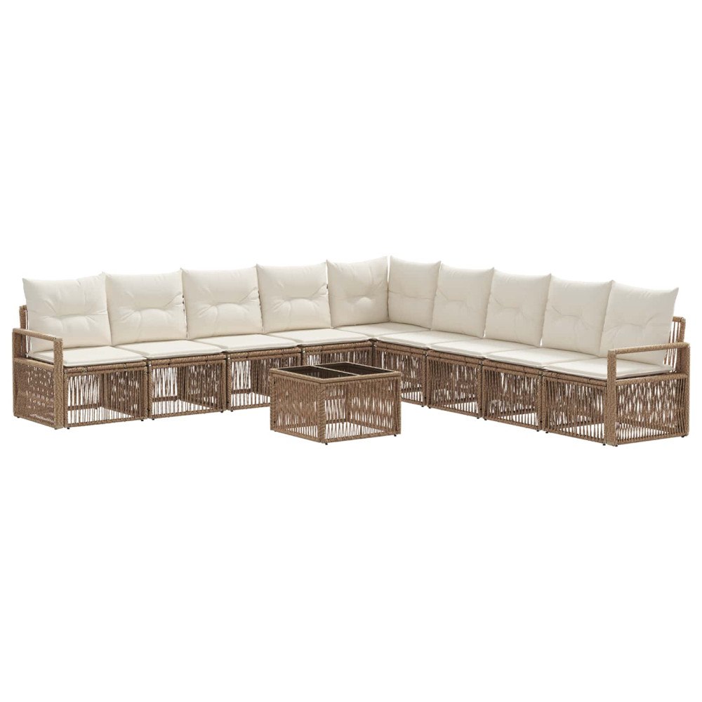 vidaXL Trädgårdsoffset 10 pcs Beige konstrotting