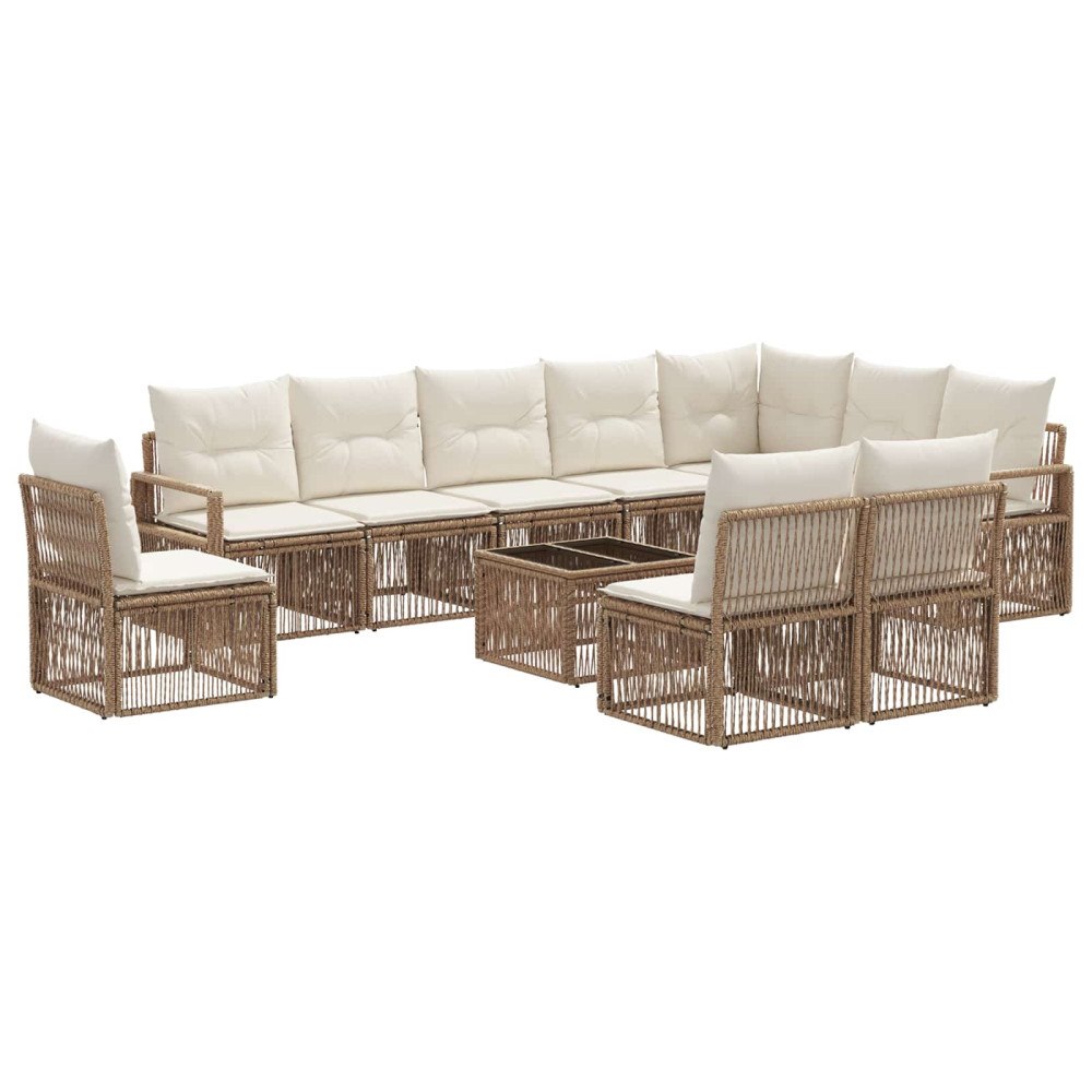 vidaXL Trädgårdsoffset 11 pcs Beige konstrotting