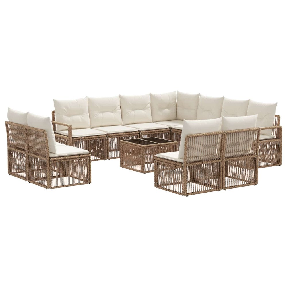 vidaXL Trädgårdsoffset 12 pcs Beige konstrotting