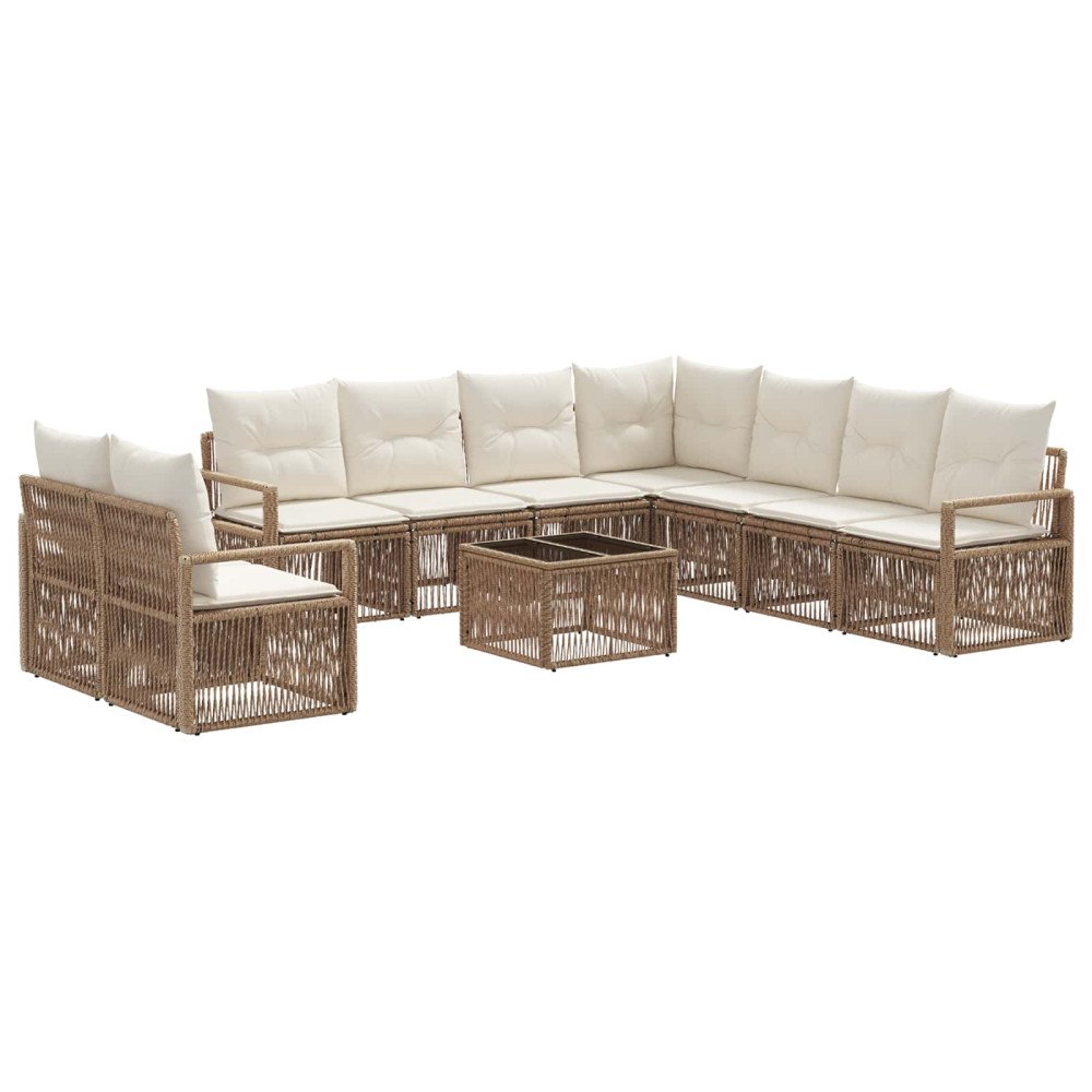 vidaXL Trädgårdsoffset 10 pcs Beige konstrotting