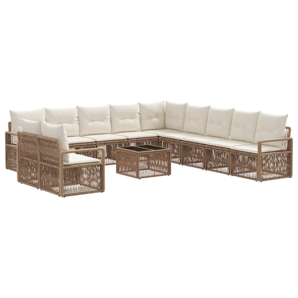 vidaXL Trädgårdsoffset 12 pcs Beige konstrotting