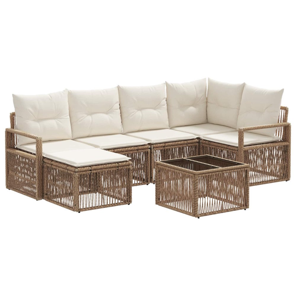 vidaXL Trädgårdsoffset 7 pcs Beige konstrotting