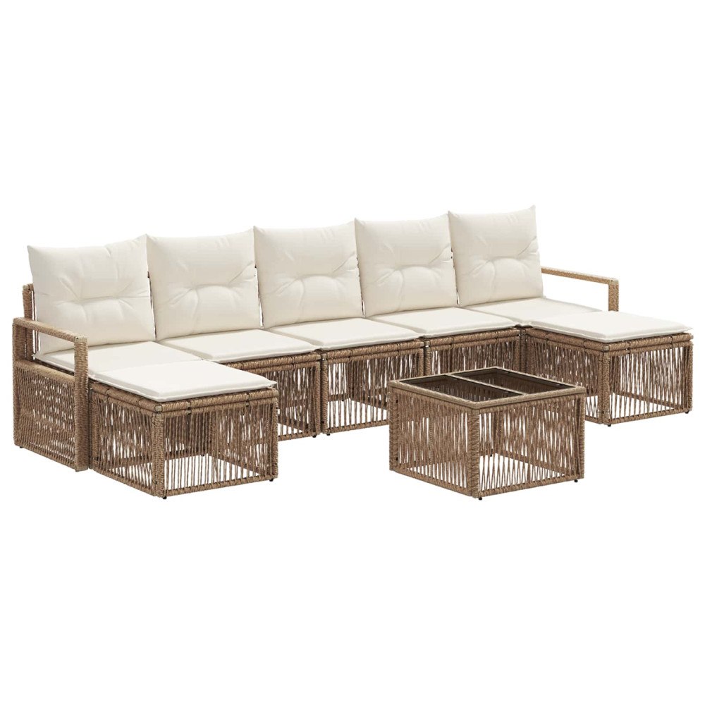 vidaXL Trädgårdsoffset 8 pcs Beige konstrotting