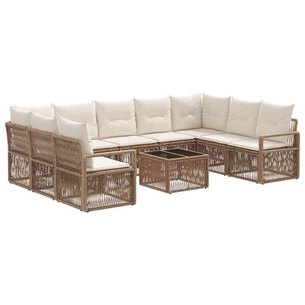 vidaXL Trädgårdsoffset 10 pcs Beige konstrotting