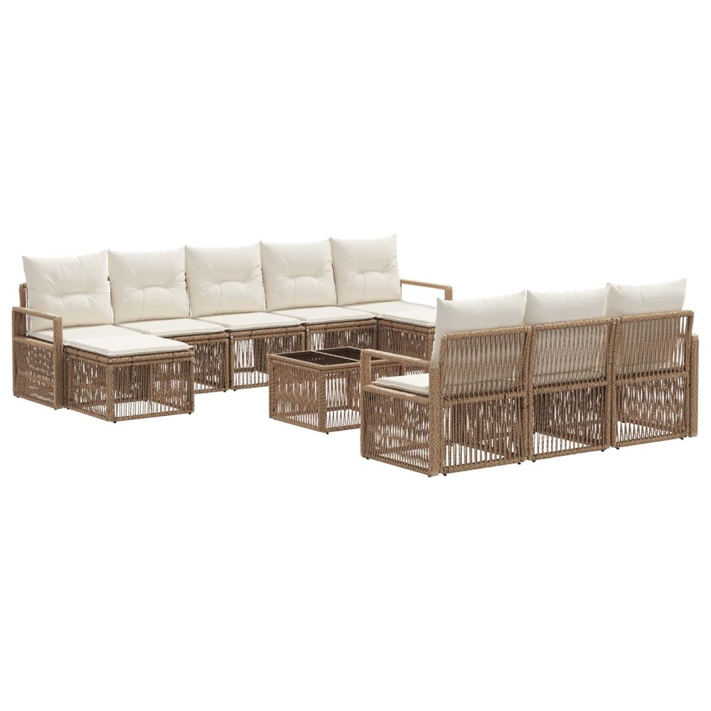 vidaXL Trädgårdsoffset 11 pcs Beige konstrotting