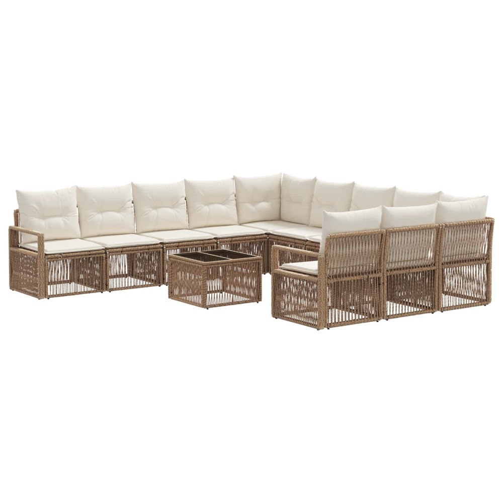 vidaXL Trädgårdsoffset 12 pcs Beige konstrotting