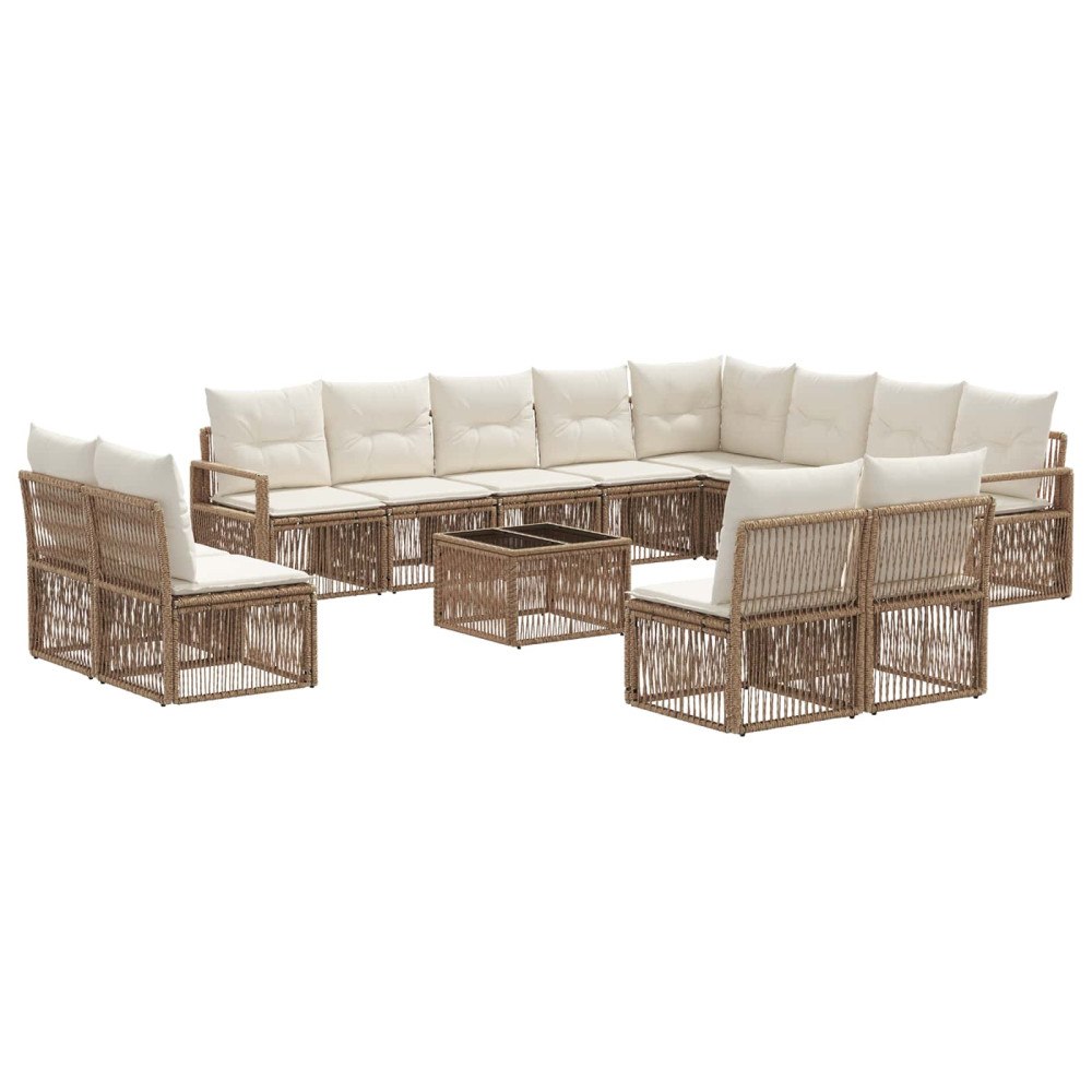 vidaXL Trädgårdsoffset 13 pcs Beige konstrotting