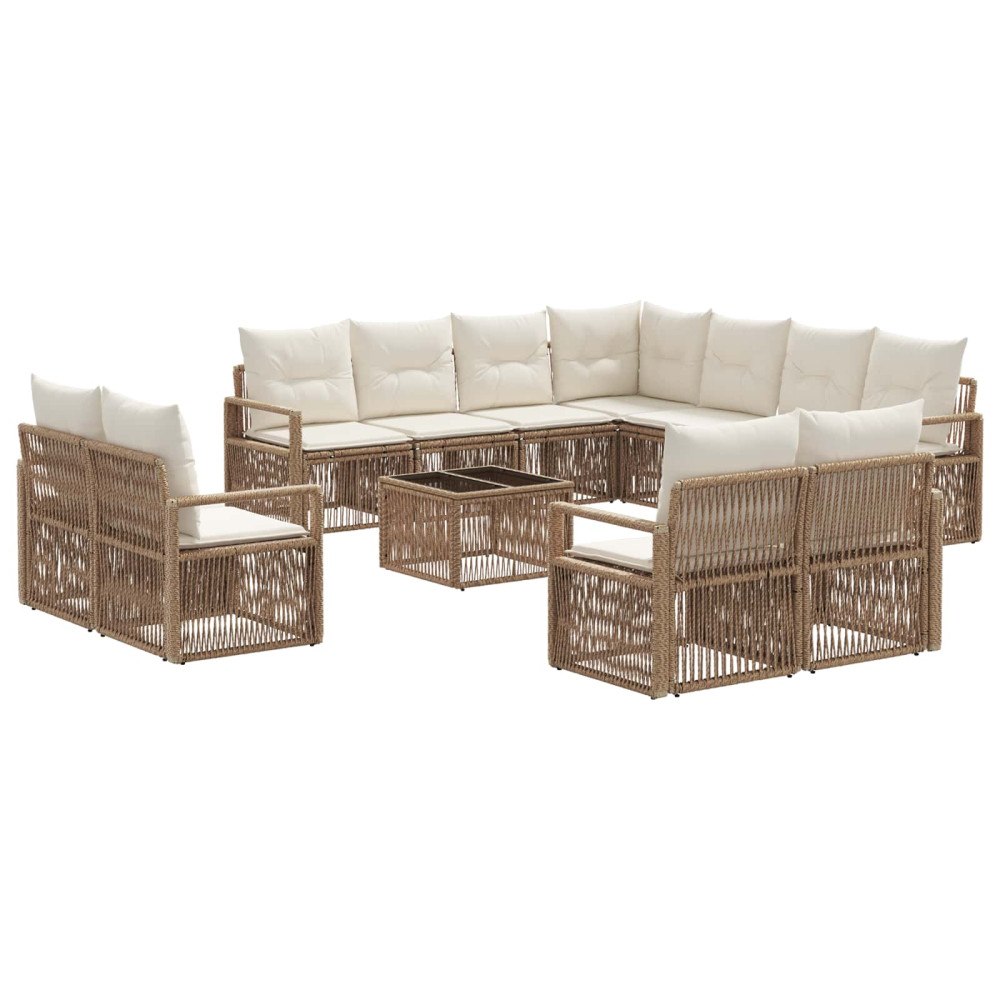 vidaXL Trädgårdsoffset 12 pcs Beige konstrotting