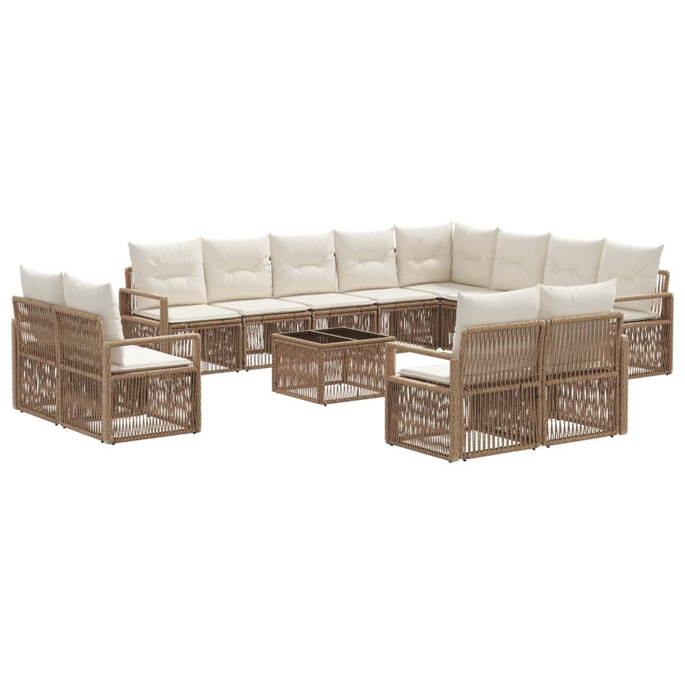 vidaXL Trädgårdsoffset 13 pcs Beige konstrotting