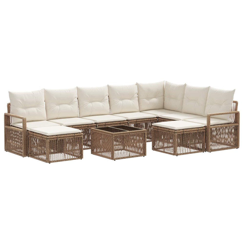 vidaXL Trädgårdsoffset 10 pcs Beige konstrotting