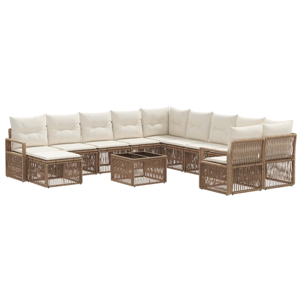 vidaXL Trädgårdsoffset 12 pcs Beige konstrotting