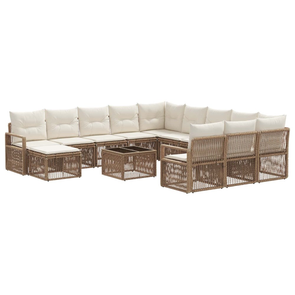 vidaXL Trädgårdsoffset 13 pcs Beige konstrotting