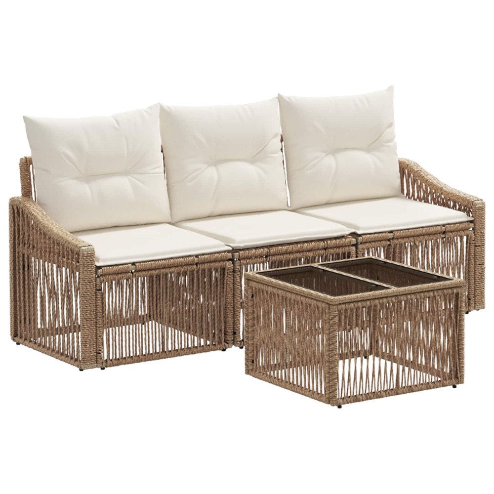 vidaXL Trädgårdsoffset 4 pcs Beige konstrotting