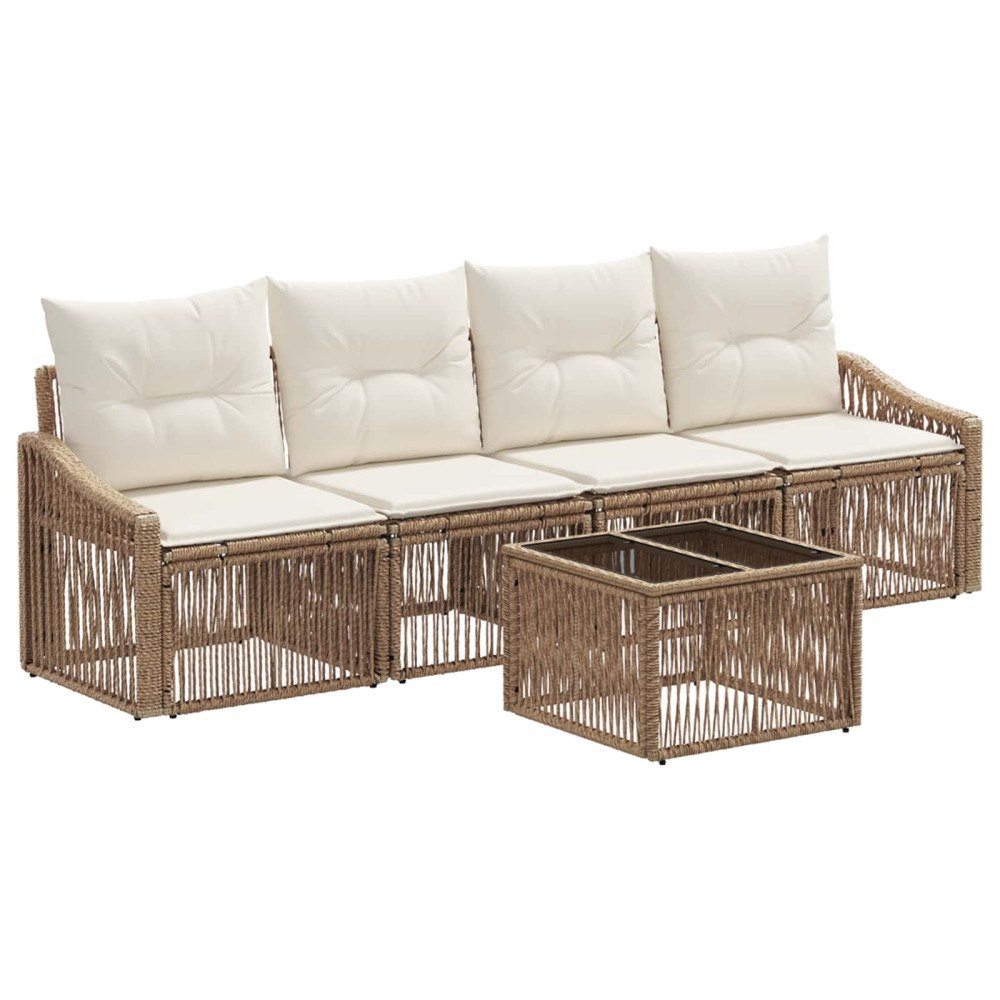 vidaXL Trädgårdsoffset 5 pcs Beige konstrotting