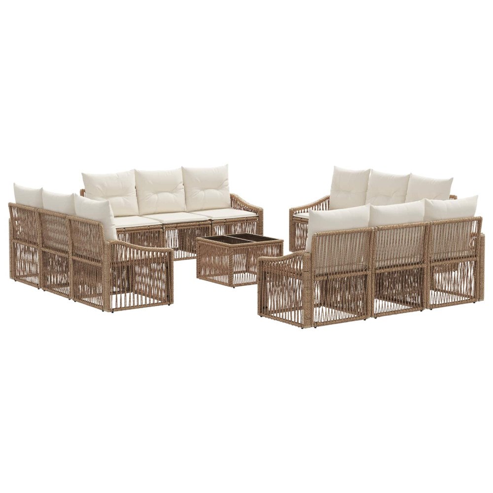 vidaXL Trädgårdsoffset 13 pcs Beige konstrotting