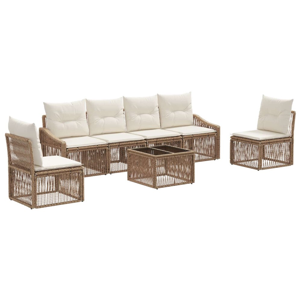 vidaXL Trädgårdsoffset 7 pcs Beige konstrotting