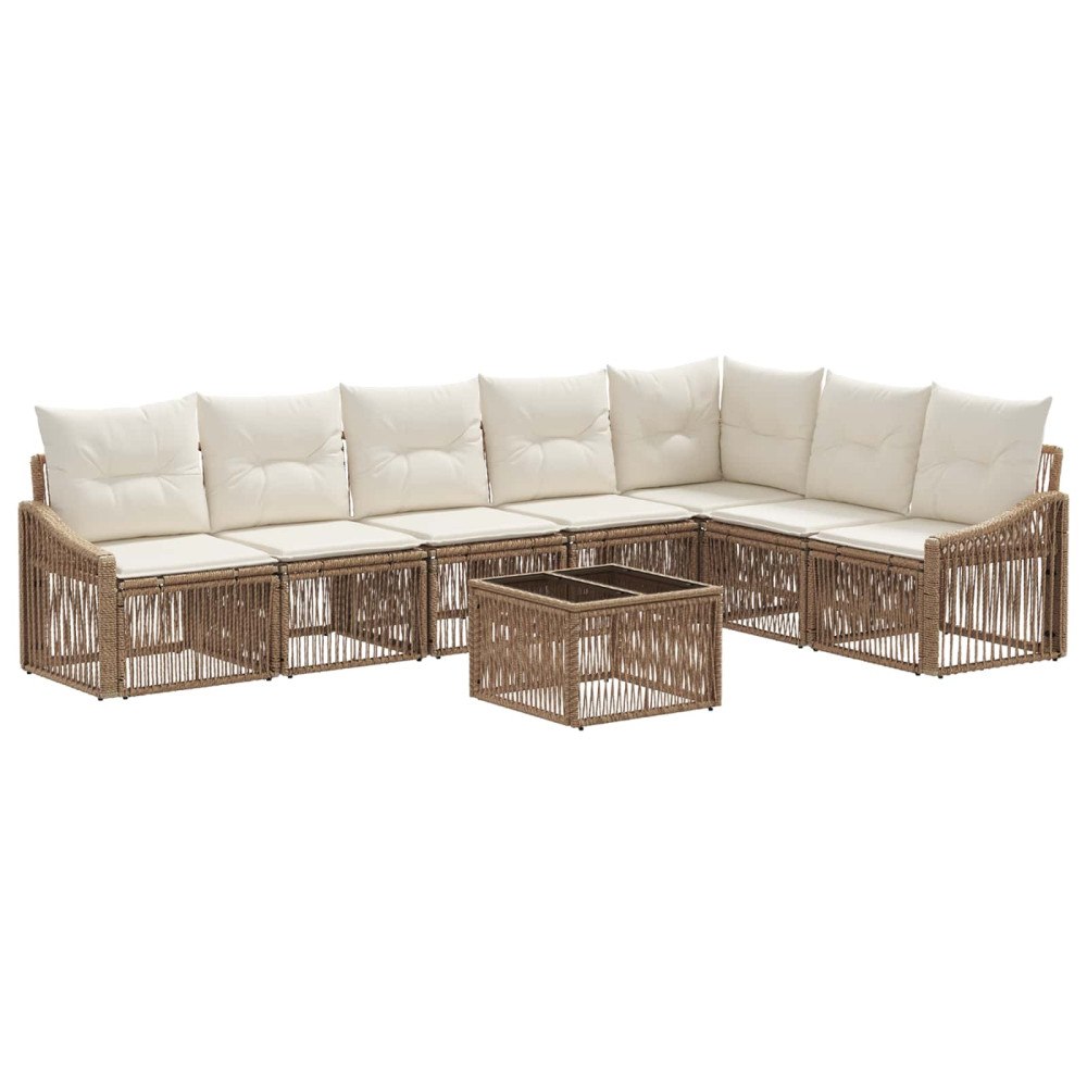vidaXL Trädgårdsoffset 8 pcs Beige konstrotting