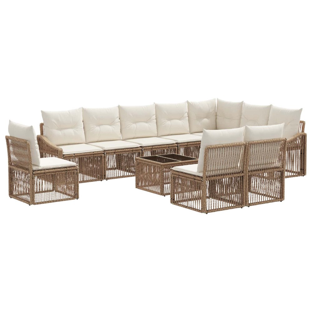 vidaXL Trädgårdsoffset 11 pcs Beige konstrotting
