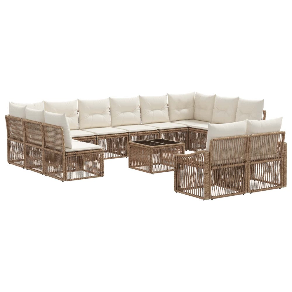 vidaXL Trädgårdsoffset 13 pcs Beige konstrotting