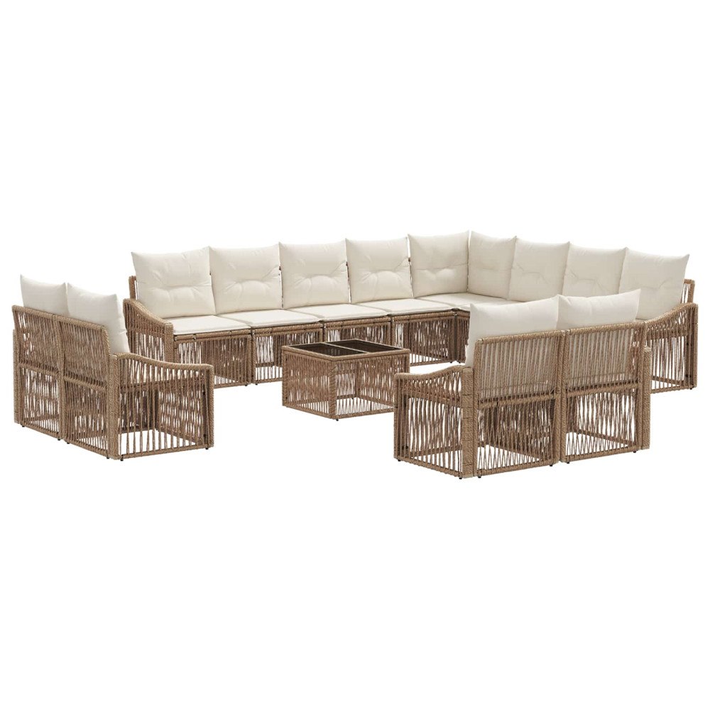 vidaXL Trädgårdsoffset 13 pcs Beige konstrotting