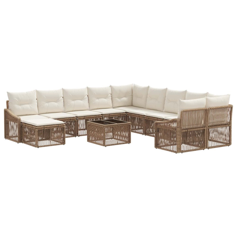 vidaXL Trädgårdsoffset 12 pcs Beige konstrotting