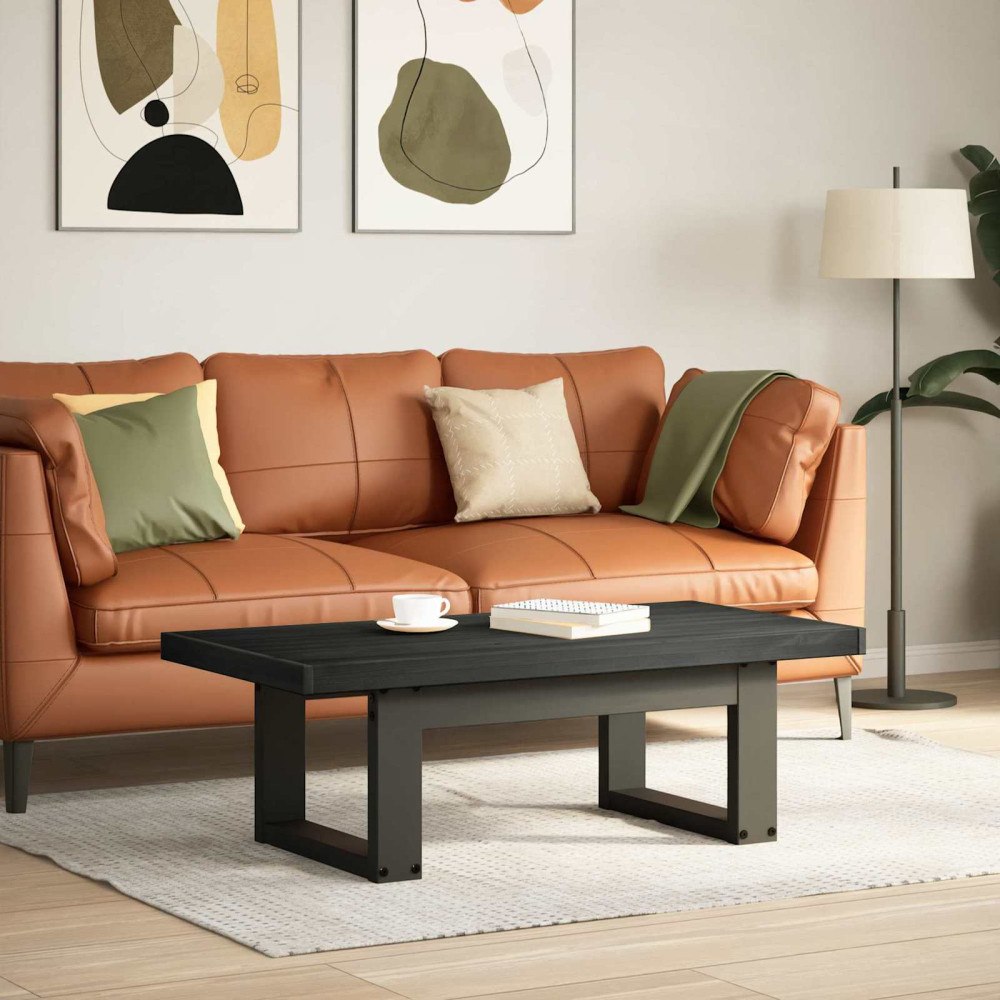 vidaXL Kaffeebord NOAIN Svart 119 x 60 x 40 cm Massiv furu