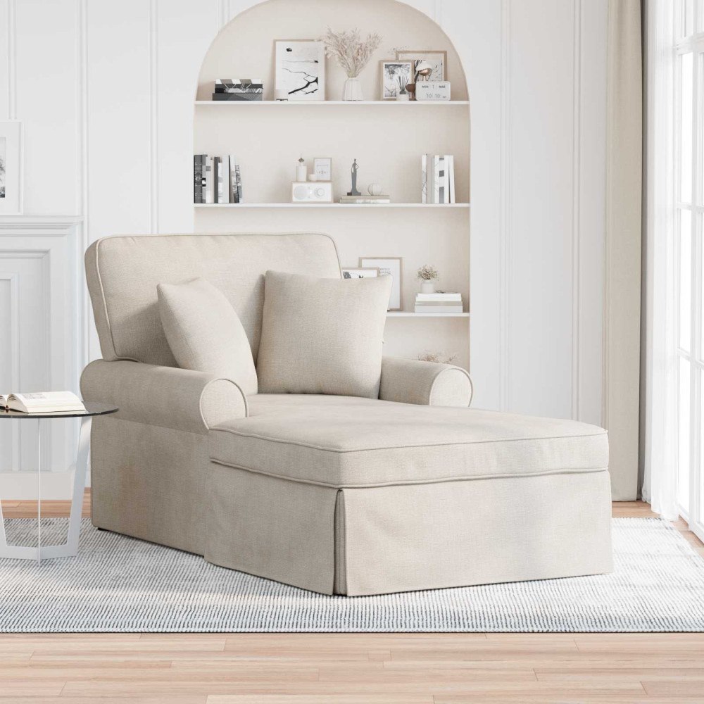 vidaXL Chaise Lounge med Kjol med kudde Gräddvit 157 x 91 x 91 cm ARES
