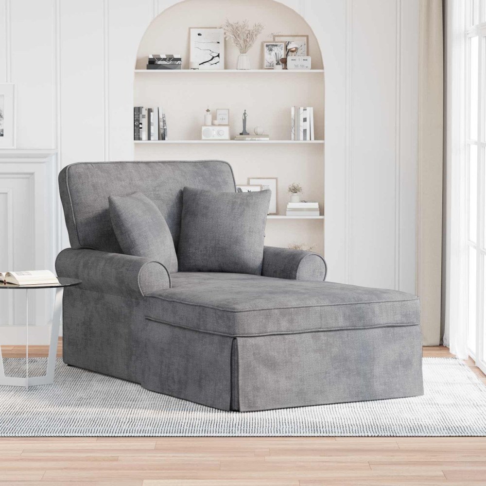 vidaXL Chaise Lounge med Kjol med kudde Ljusgrå 157 x 91 x 91 cm ARES