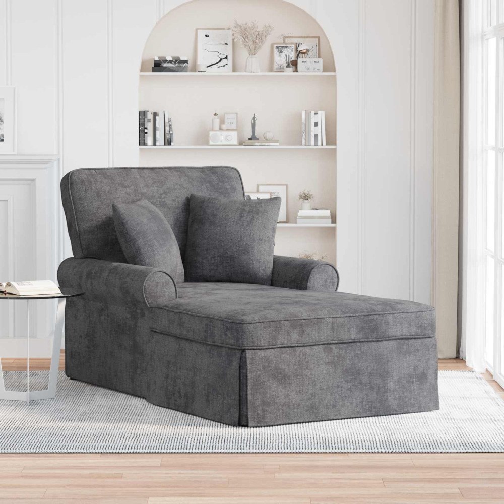 vidaXL Chaise Lounge med Kjol med kudde Mörkgrå 157 x 91 x 91 cm ARES