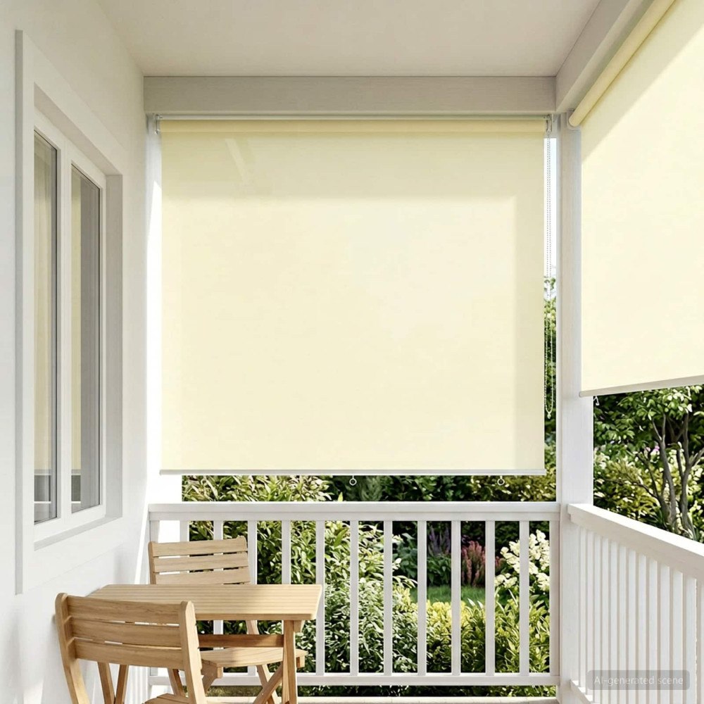 vidaXL Utomhus Rullgardin UV-skydd Gräddvit 160 x 140 cm