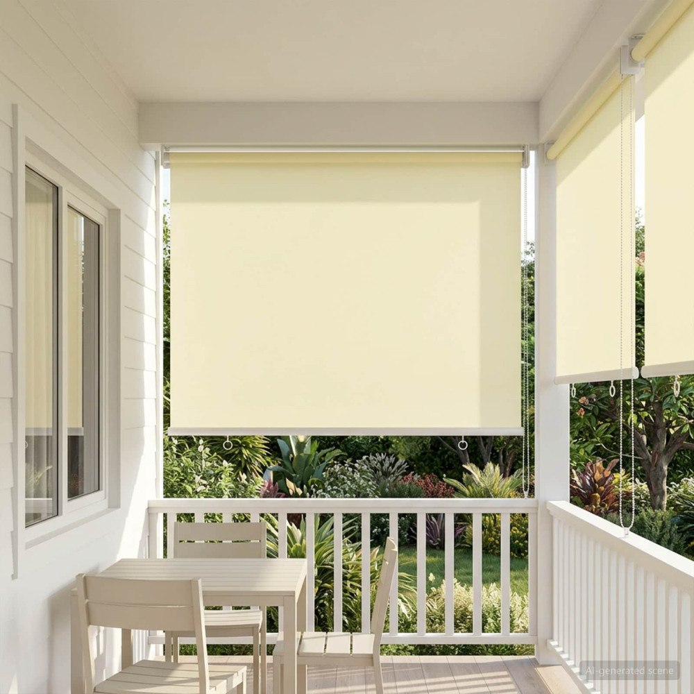 vidaXL Utomhus Rullgardin UV-skydd Gräddvit 80 x 230 cm