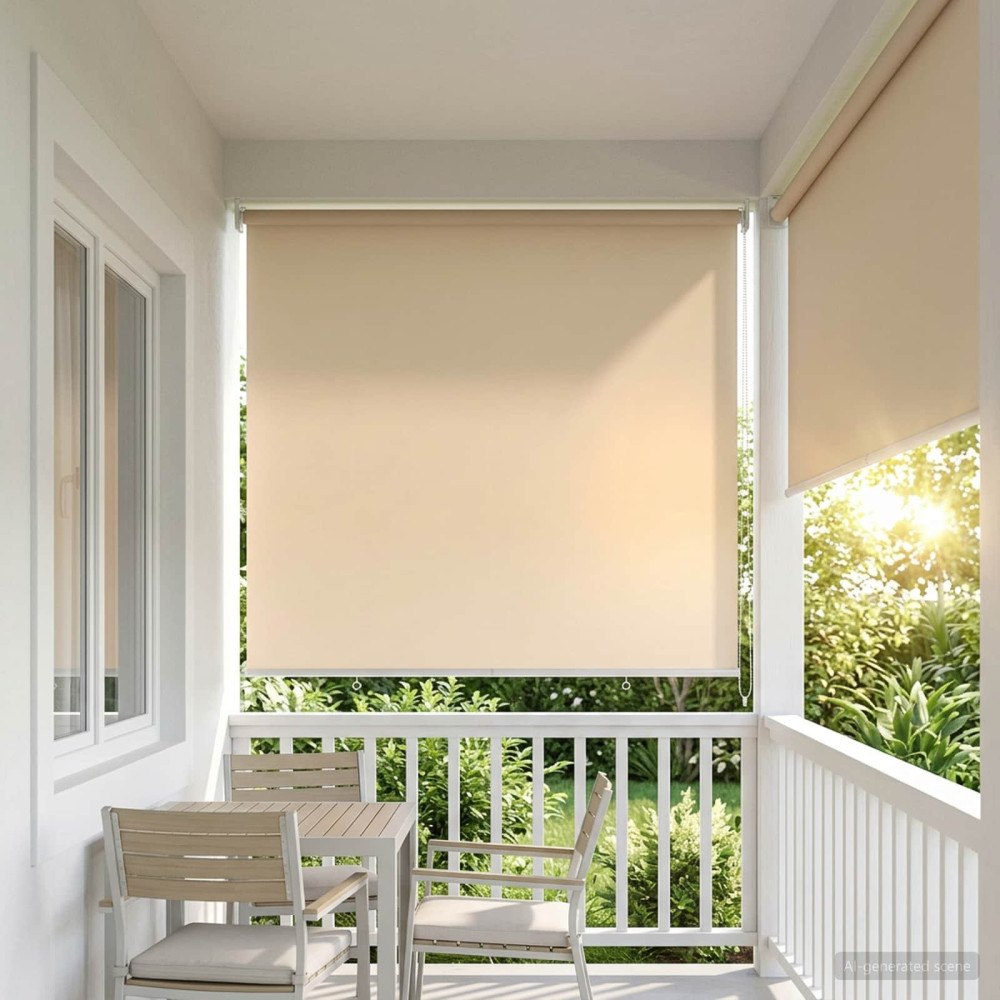 vidaXL Utomhus Rullgardin UV-skydd Beige 140 x 140 cm