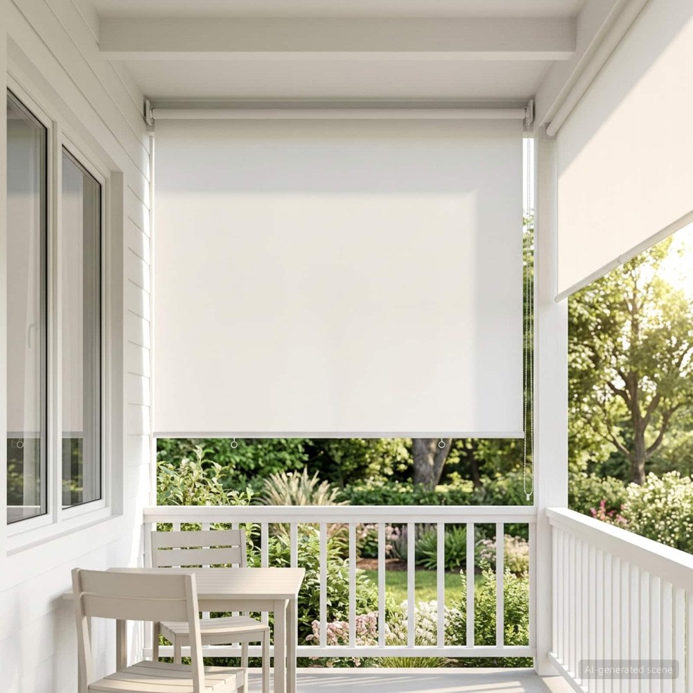vidaXL Utomhus Rullgardin UV-skydd Vit 140 x 140 cm