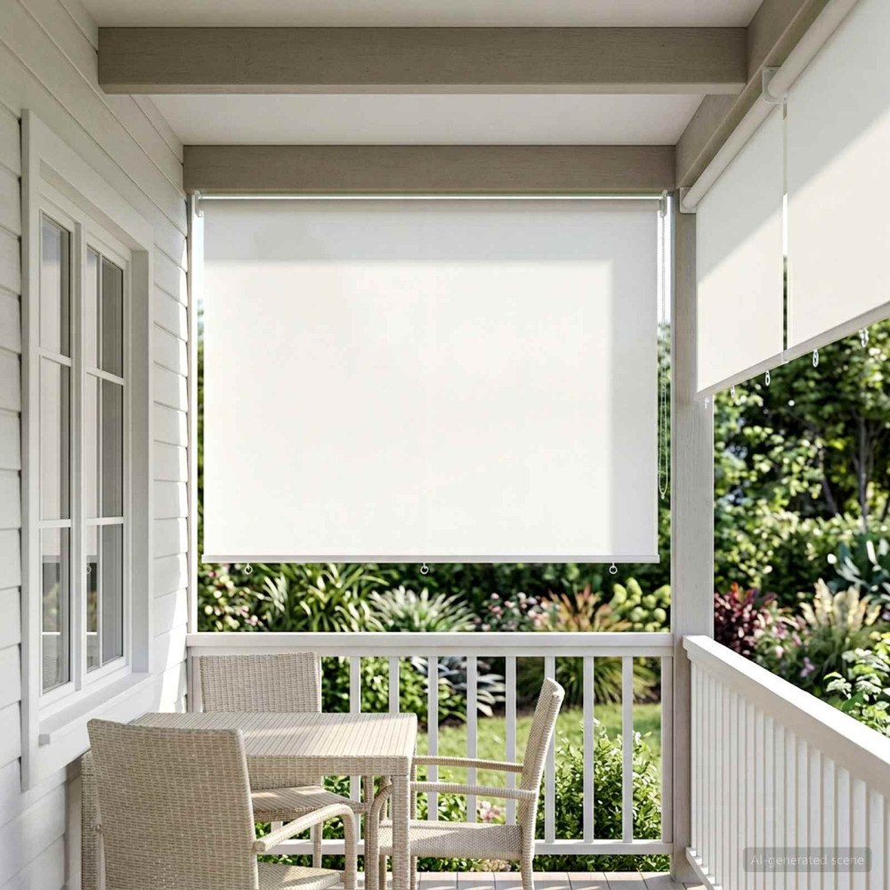 vidaXL Utomhus Rullgardin UV-skydd Vit 160 x 140 cm