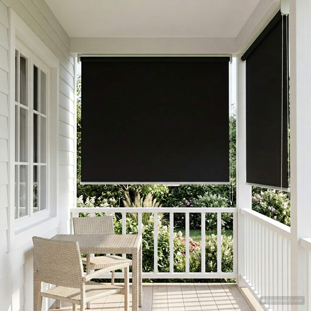 vidaXL Utomhus Rullgardin UV-skydd Svart 60 x 140 cm