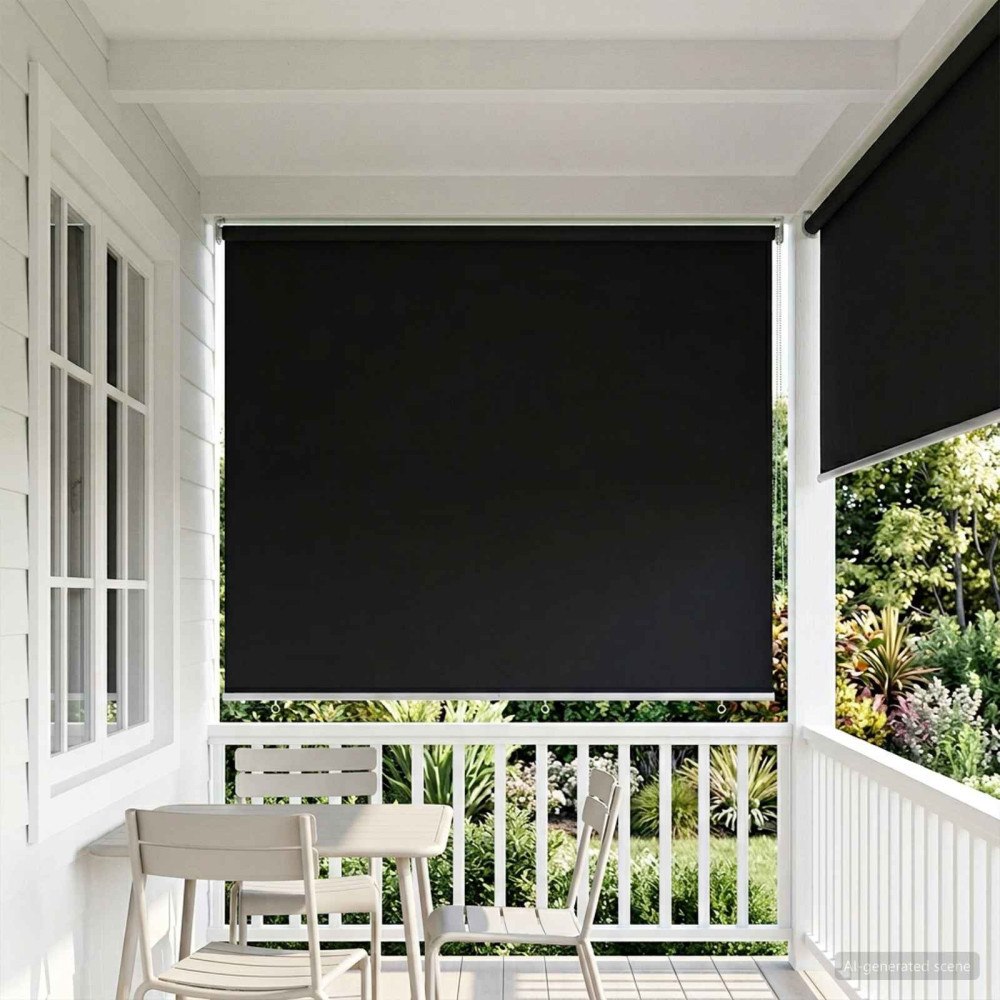 vidaXL Utomhus Rullgardin UV-skydd Svart 200 x 140 cm