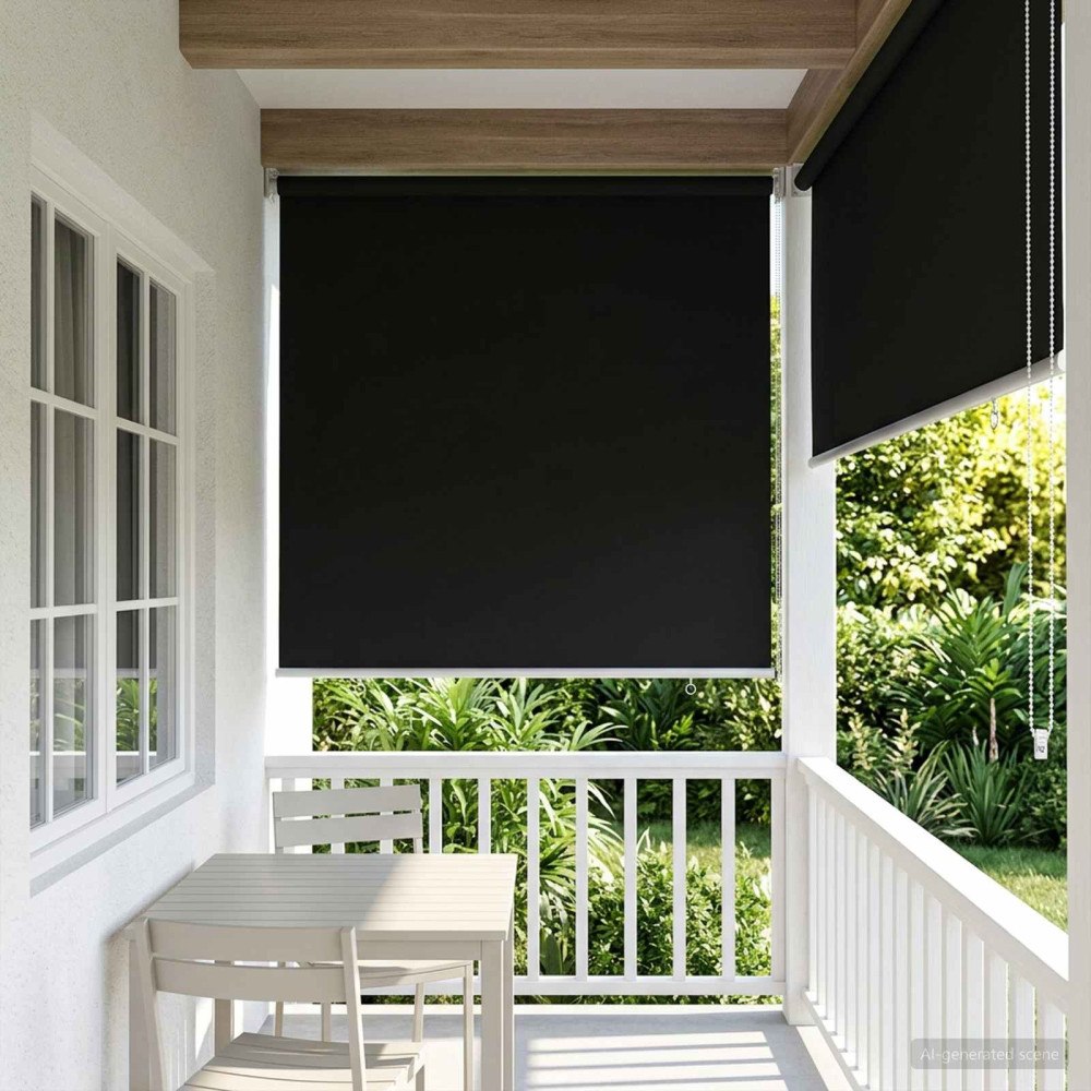 vidaXL Utomhus Rullgardin UV-skydd Svart 80 x 230 cm