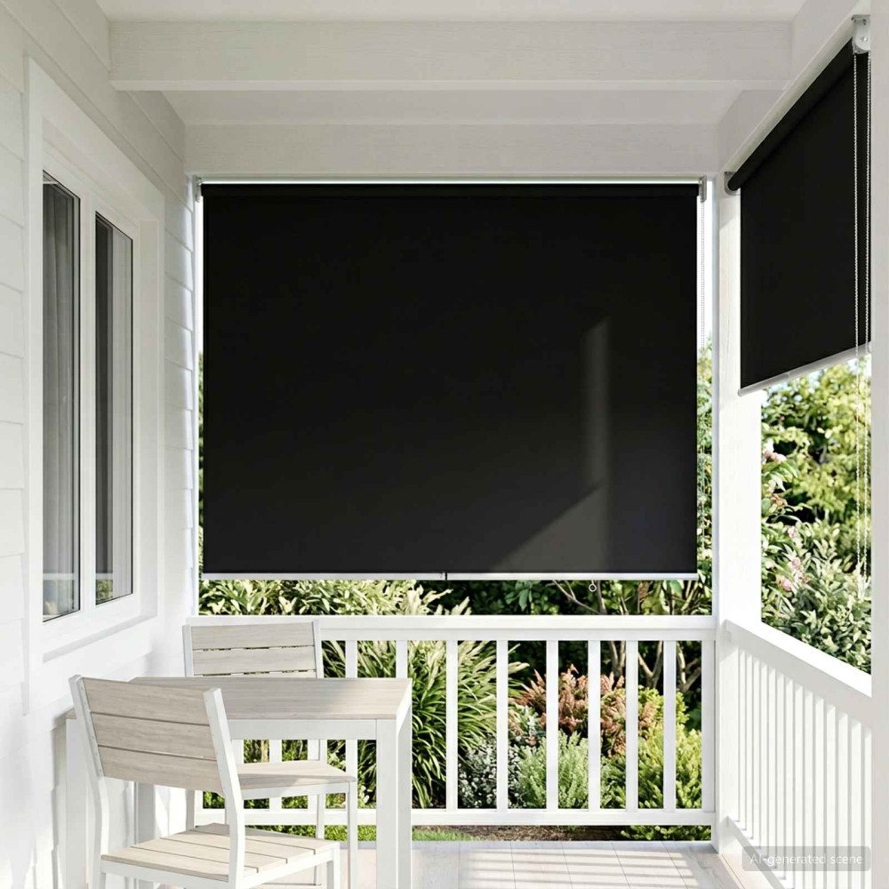 vidaXL Utomhus Rullgardin UV-skydd Svart 120 x 230 cm