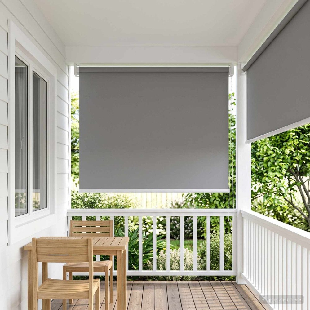 vidaXL Utomhus Rullgardin UV-skydd Ljusgrå 100 x 140 cm